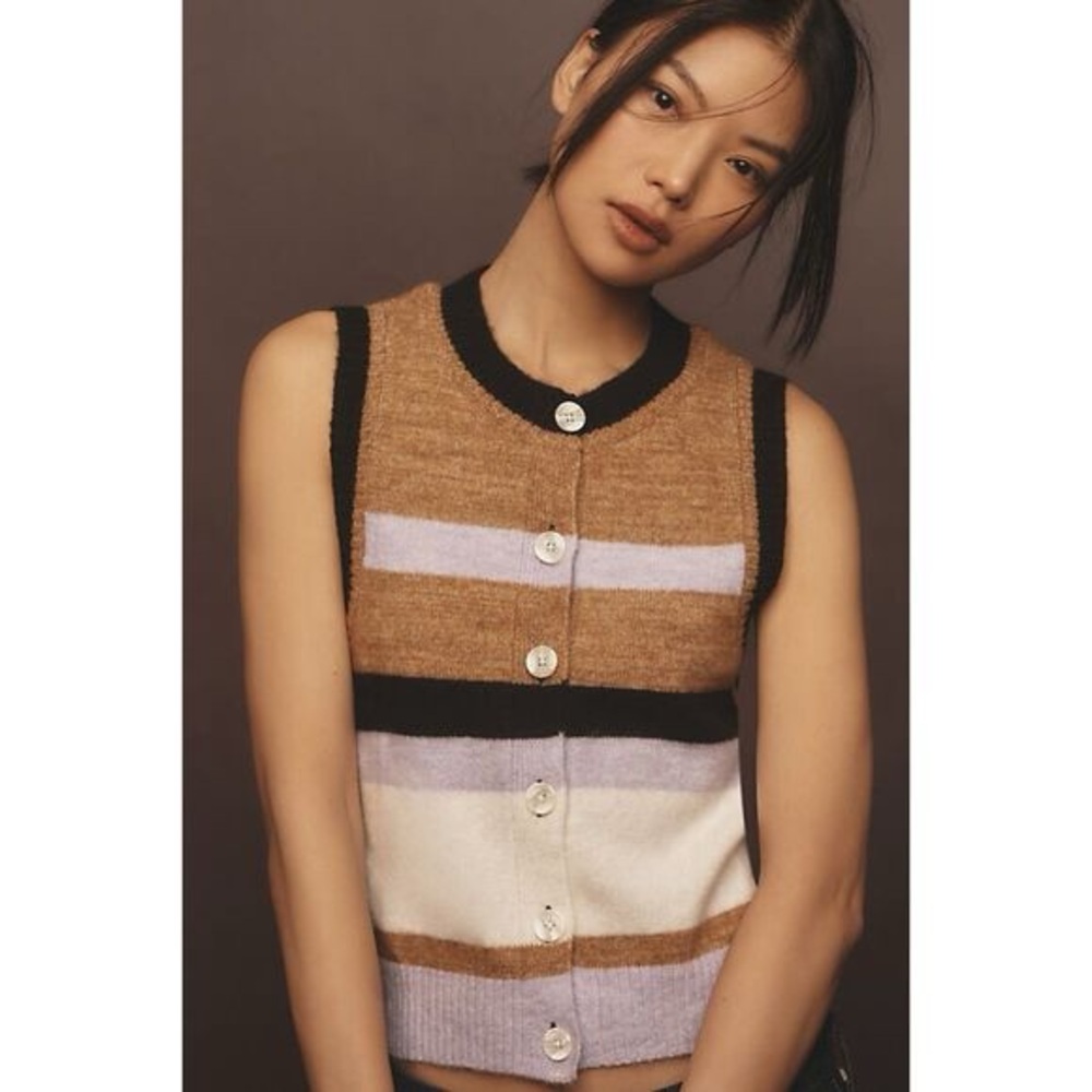 Maeve Anthropologie Striped Sweater Vest XS